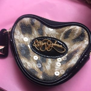 Leopard sequin coin purse heart Betsey Johnson New